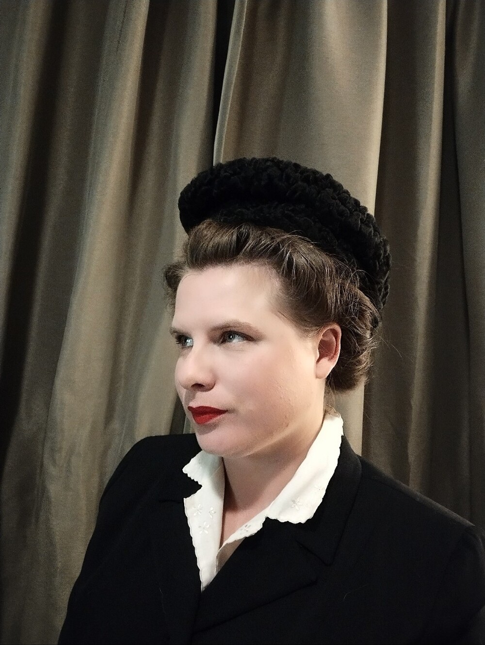 Vintage Black Lamb Fur Hat